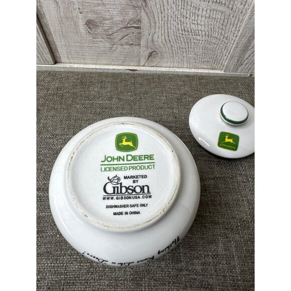 John Deere Ceramic Creamer & Sugar Set Vintage Gibson Farm Tractor Design - Picture 9 of 9